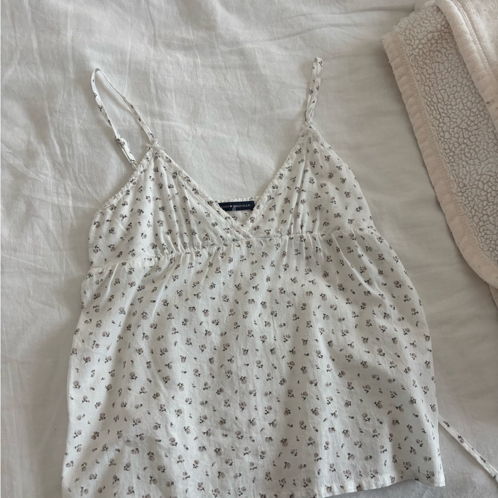 Brandy Melville Cream Floral Camisole